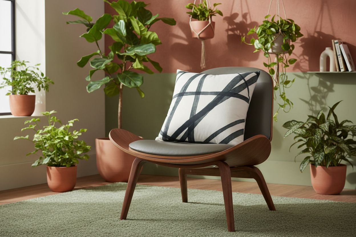 White Throw Pillow with Subtle Charcoal Abstract Pattern - VIVA011.