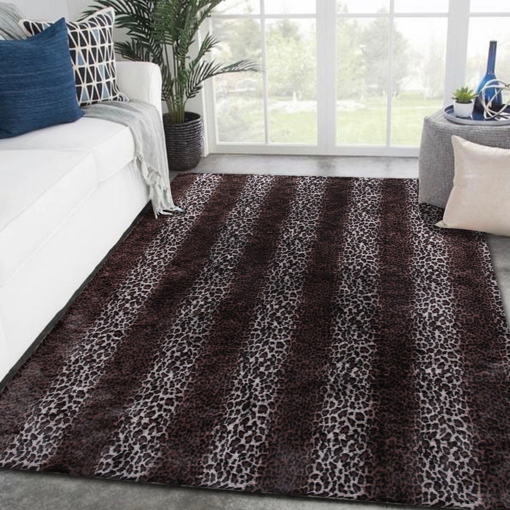 Leopard Cheetah Jaguar Feline Animal Print Soft Cozy Fuzzy Faux Fur Rug/ Carpet