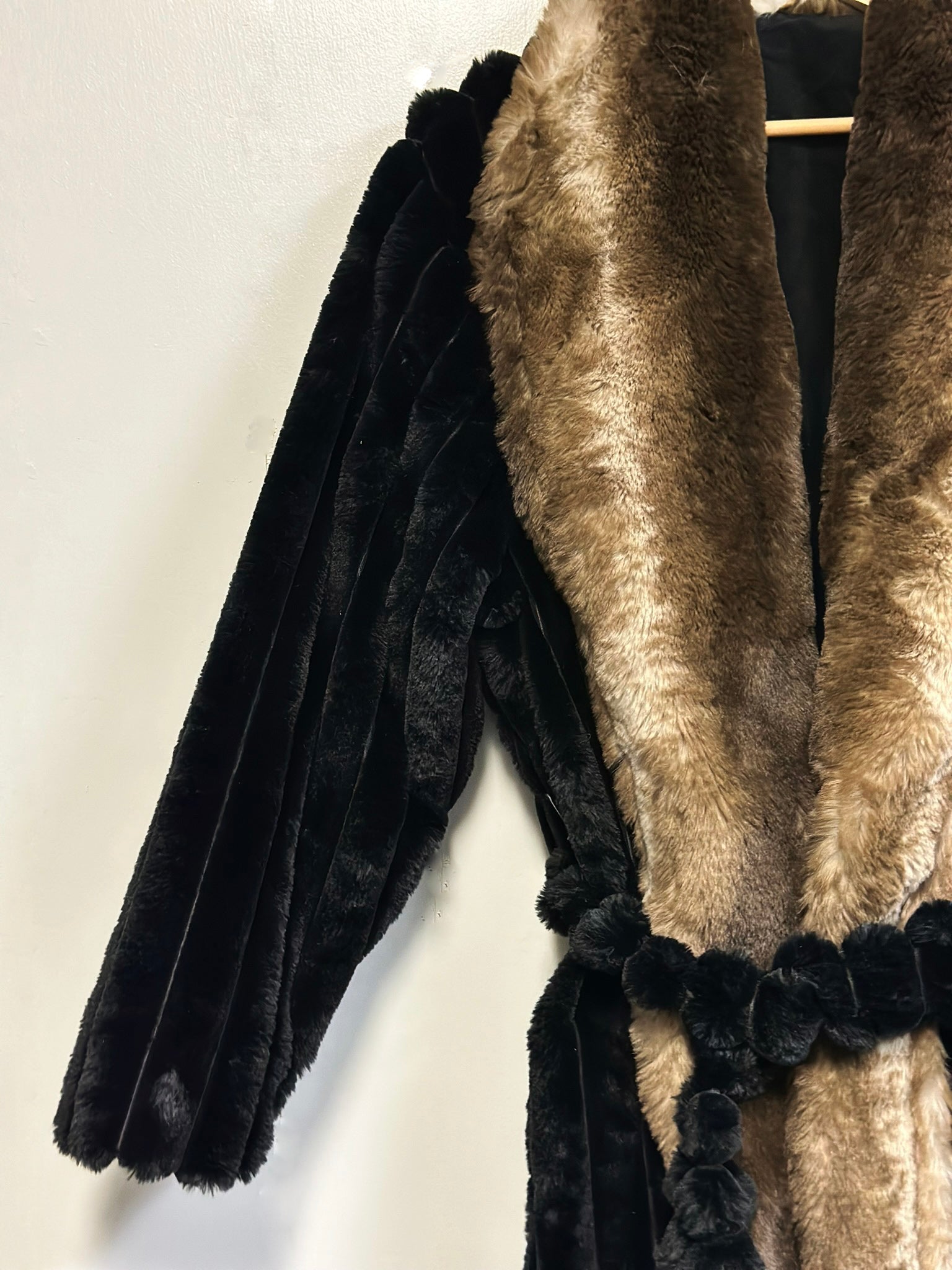 Faux Fur Long Sleeve Robe / Coat Black