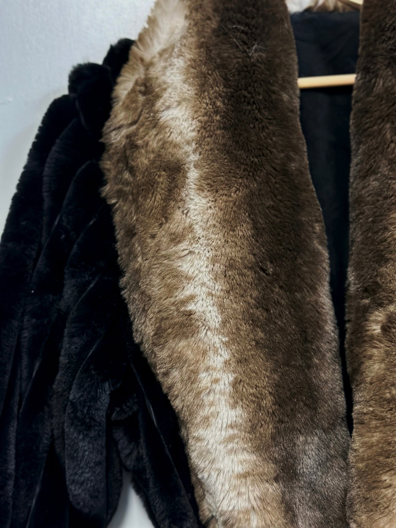 Faux Fur Long Sleeve Robe / Coat Black