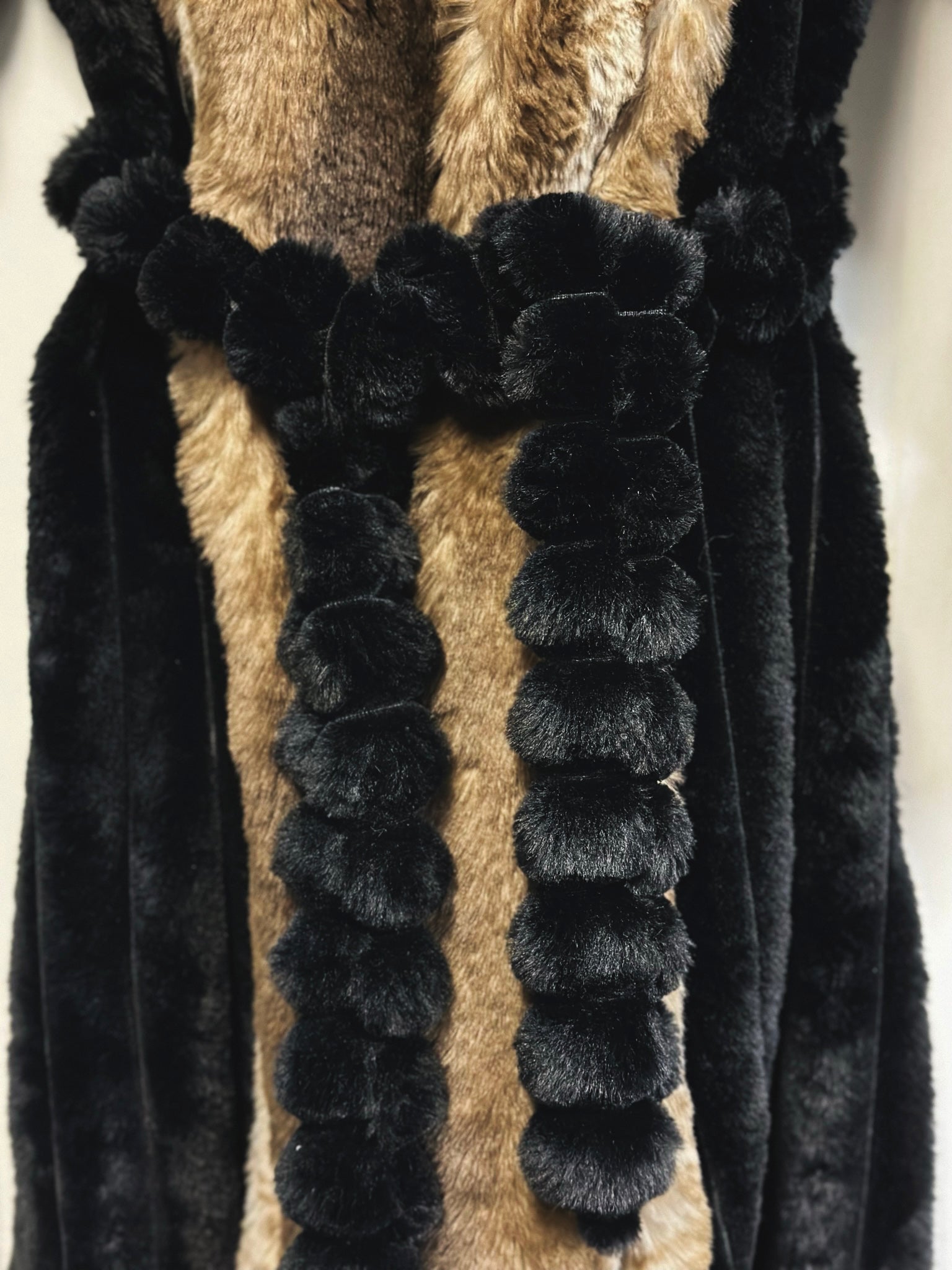 Faux Fur Long Sleeve Robe / Coat Black