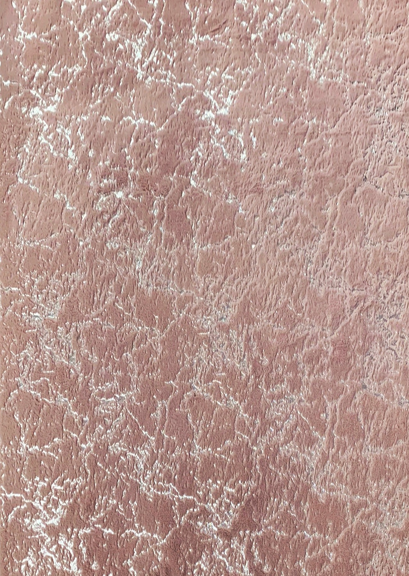 Rose Pink with Silver Metallic Shimmery Design Faux Rabbit Touch Rug