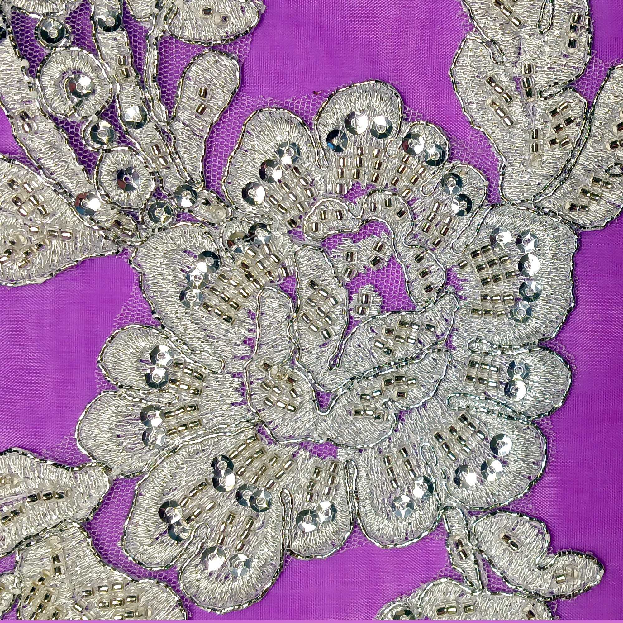 Beaded & Corded Floral Lace Applique for Bridal & Quinceañera Dresses | Lace USA - 96434W-HB