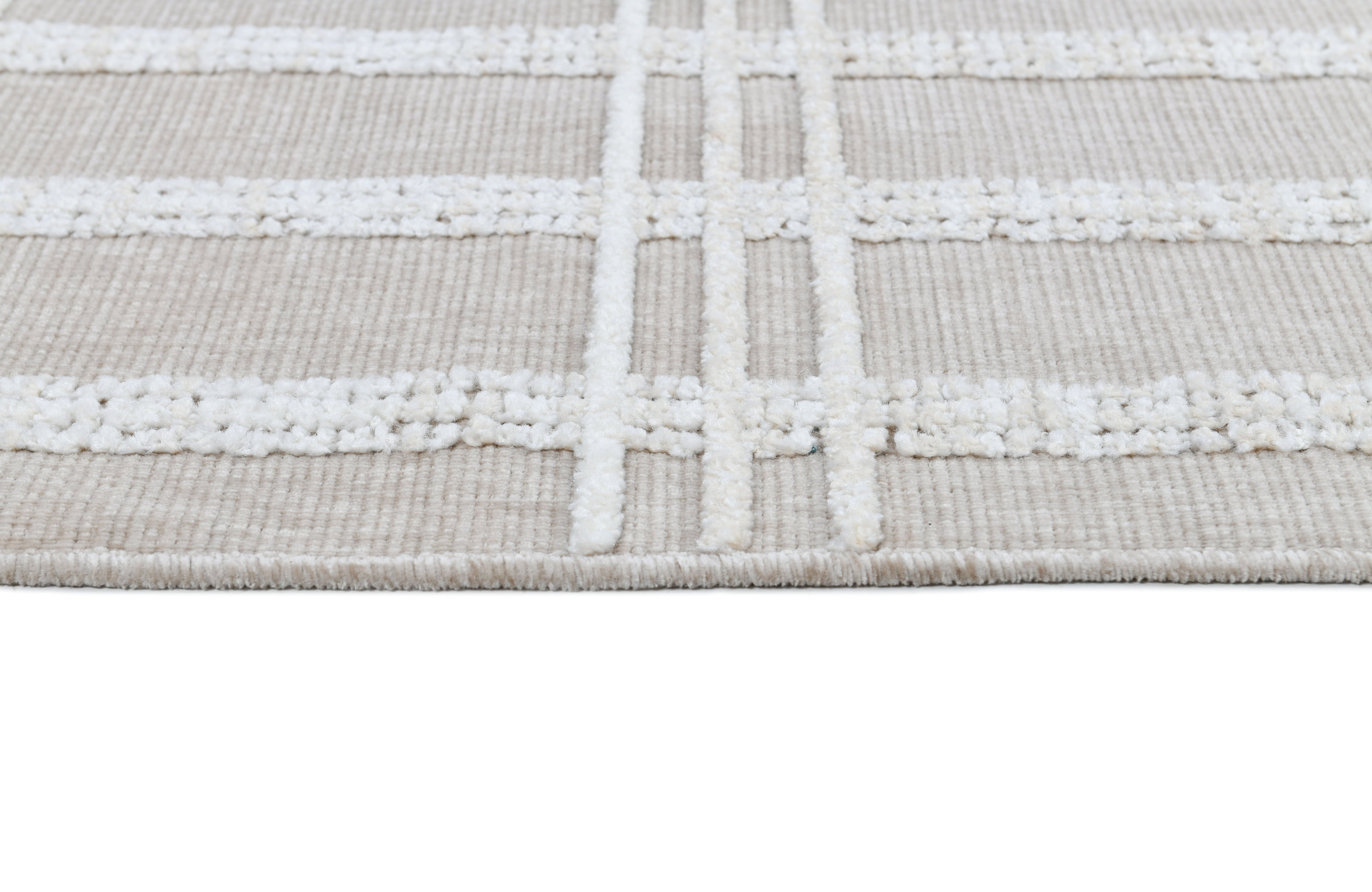 Cream/Beige Rug with Bohemian Motif and High-Low Soft-Touch Texture - TIA 104.
