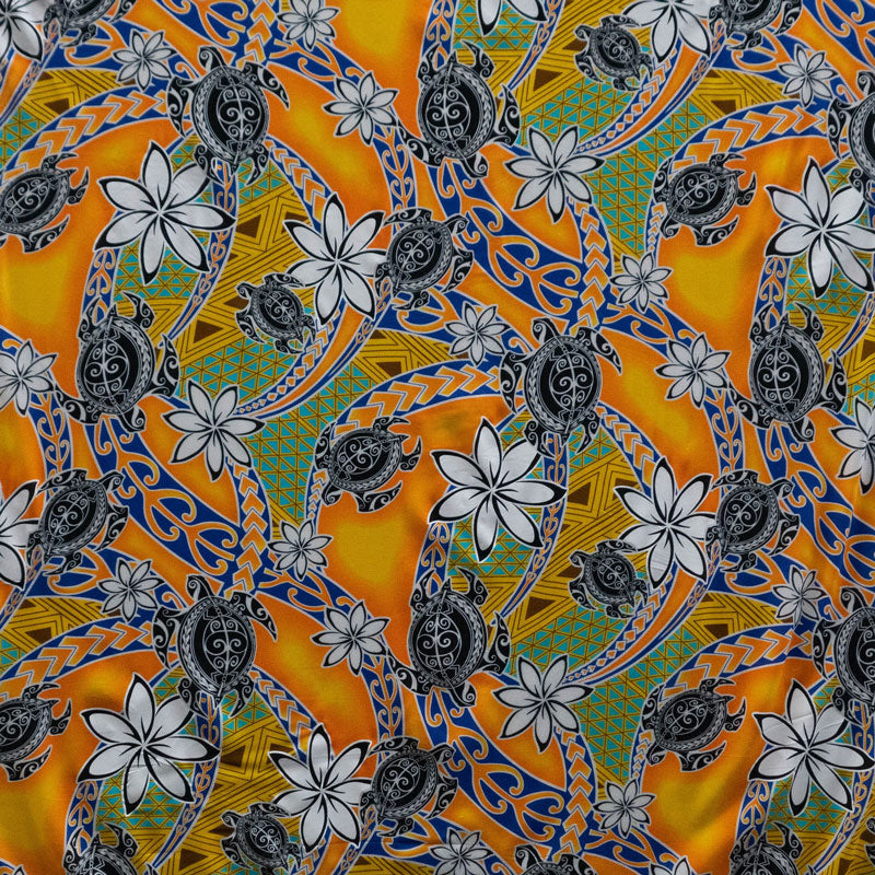 Tiare Sea Turtles Polynesian Tribal Design Fabric| Rayon