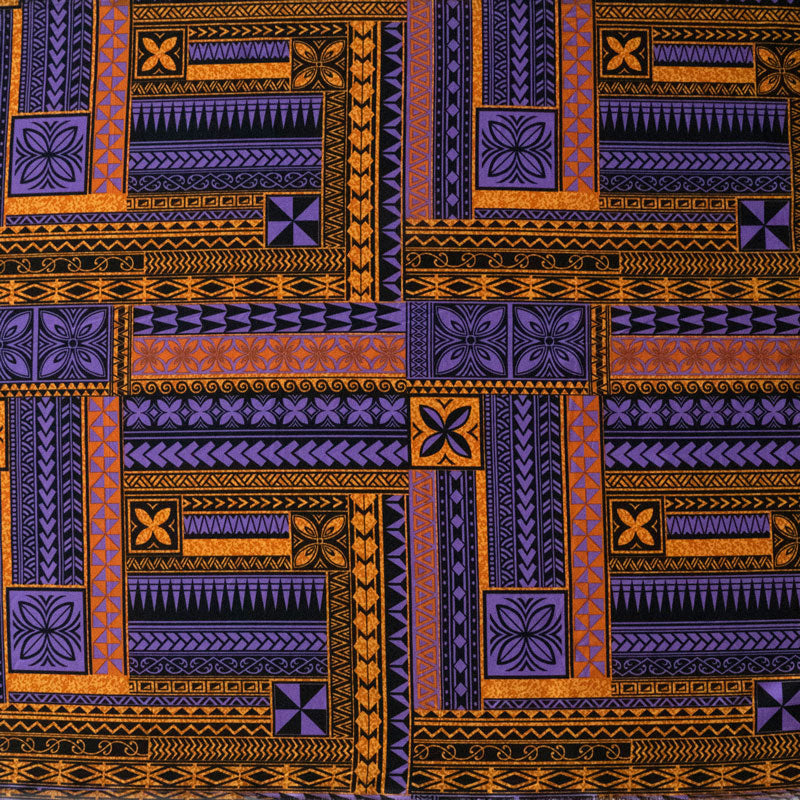 Polynesian Geometric Symmetrical design Fabric | Peachskin